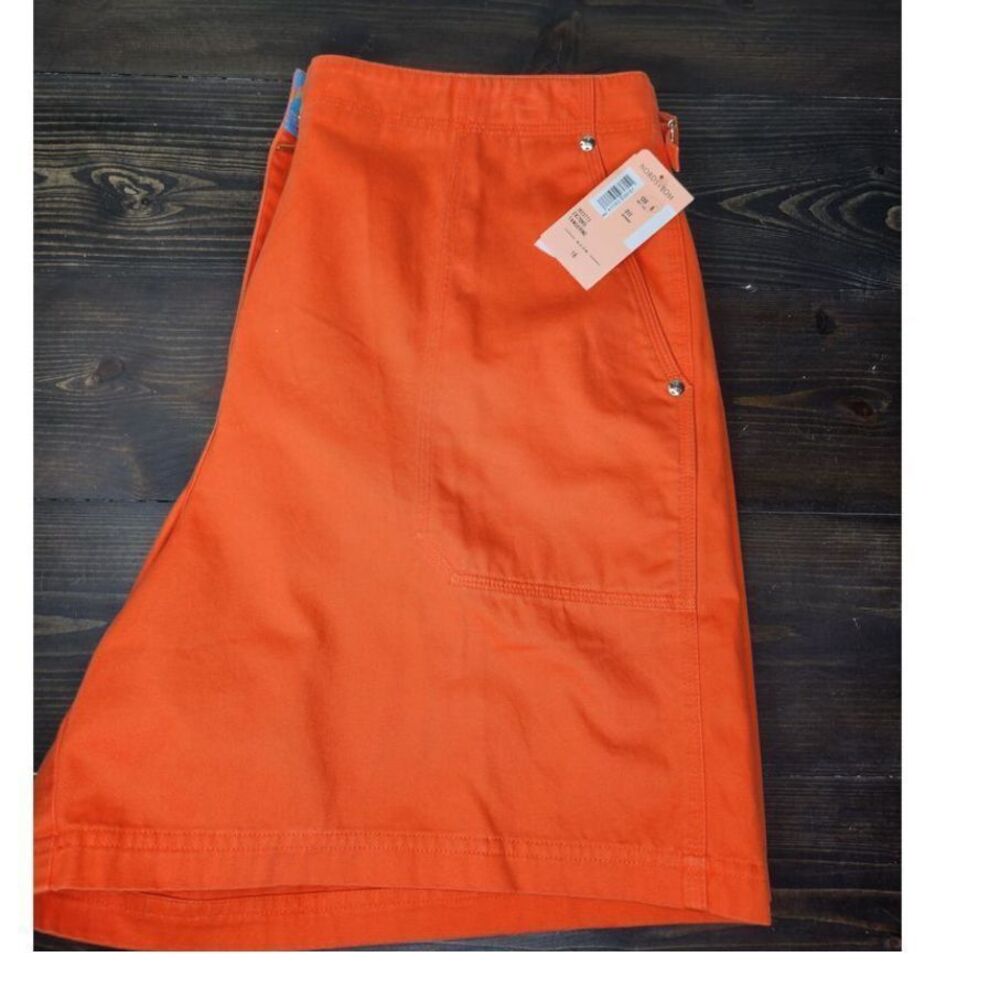 Lauren Ralph Lauren Womans NWT Twill Shorts 16 Tangerine Cotton Cinch Waist - Picture 9 of 13